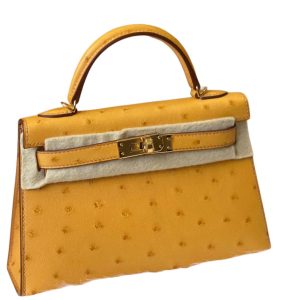 Hermès Kelly Sellier 20 Saffron  22 Ostrich 2021 Z