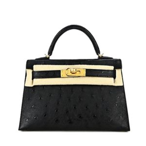 Hermès Kelly Sellier 20 Black 89 Ostrich 2024 W