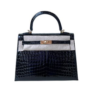 Hermès Kelly Sellier 25 Black 89 Niloticus Crocodile Shiny 2022 U