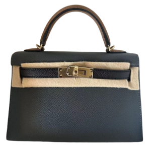Hermès Kelly Sellier & Tricolor 20 Black 89, Gold 37, Gris Misty H0 Epsom 2024 W