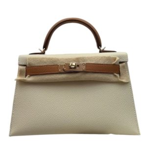 Hermès Kelly Sellier & Bicolor 20 Craie  10, Gold 37 Epsom 2022 U