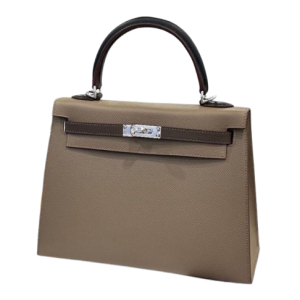 Hermès Kelly Sellier & Tricolor 25 Black 89, Ecorce  4C, Etoupe  18 Epsom 2023 B