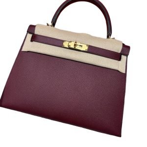 Hermès Kelly Sellier 28 Rose d'ete 4K, Rouge H 55 Epsom 2024 W