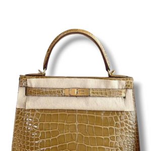 Hermès Kelly HSS & Verso & Sellier 28 Beige Sable 1I, Rose Poupre L3 Alligator Shiny 2022 Z