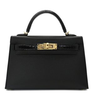 Hermès Kelly Touch & Sellier 20 Black 89 Madame, Alligator Shiny 2022 U