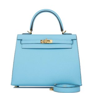 Hermès Kelly Sellier 25 Blue Celeste 7N Epsom 2022 U