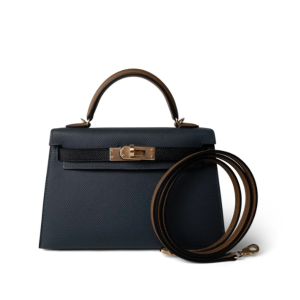 Hermès Kelly Sellier & Tricolor 20 Alezan 3G, Black 89, Gris Misty H0 Epsom 2024 W