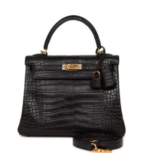 Hermès Kelly  25 Black 89 Alligator Matt 2023 B