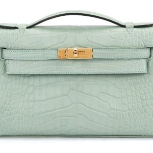 Hermès Kelly Pochette Vert d'eau 6J Alligator Matt 2024 W