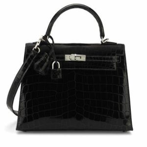 Hermès Kelly Sellier 25 Black 89 Niloticus Crocodile Shiny 2024 W