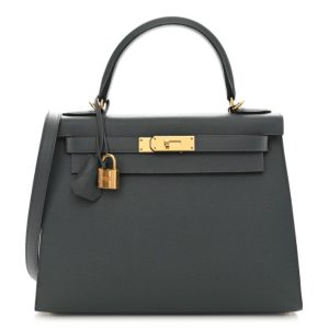 Hermès Kelly Sellier 28 Blue Orage Y7 Epsom 2021 Z