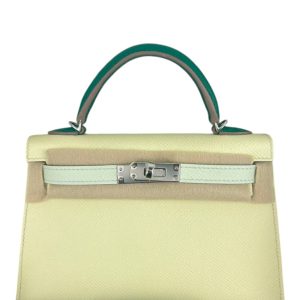 Hermès Kelly Sellier & Tricolor 20 Jaune Milton I8, Vert Fizz 0S, Vert Vertigo U4 Epsom 2024 W