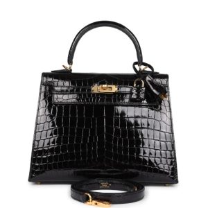 Hermès Kelly Sellier 25 Black 89 Niloticus Crocodile Shiny 2024 W