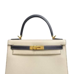 Hermès Kelly Sellier & Bicolor & HSS 28 Black 89, Craie  10 Epsom 2021 Z