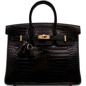 Hermès Birkin  25 Black 89 Porosus Crocodile Shiny 2022 D