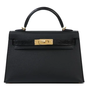 Hermès Kelly Touch 20 Black 89 Madame, Lizard 2025 W