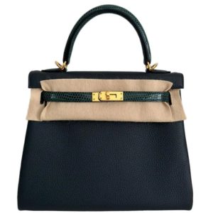 Hermès Kelly Touch & Bicolor 25 Vert Cypres 6O, Vert Rousseau V0 Togo, Lizard 2024 W