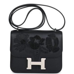 Hermès Constance Dancing Flowers 18 Black 89 Swift N/A N/A