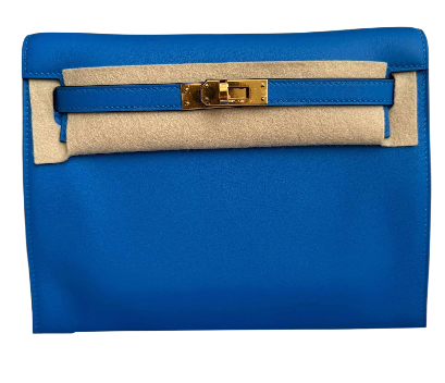 Hermès Kelly Pochette N/A Blue Brume T0 Swift K