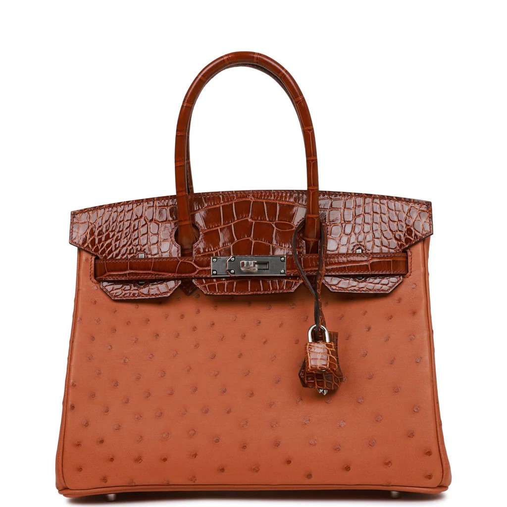 Hermès Birkin Touch & Bicolor 30 Cognac 35, Miel 33 Alligator Shiny, Ostrich 2020 B