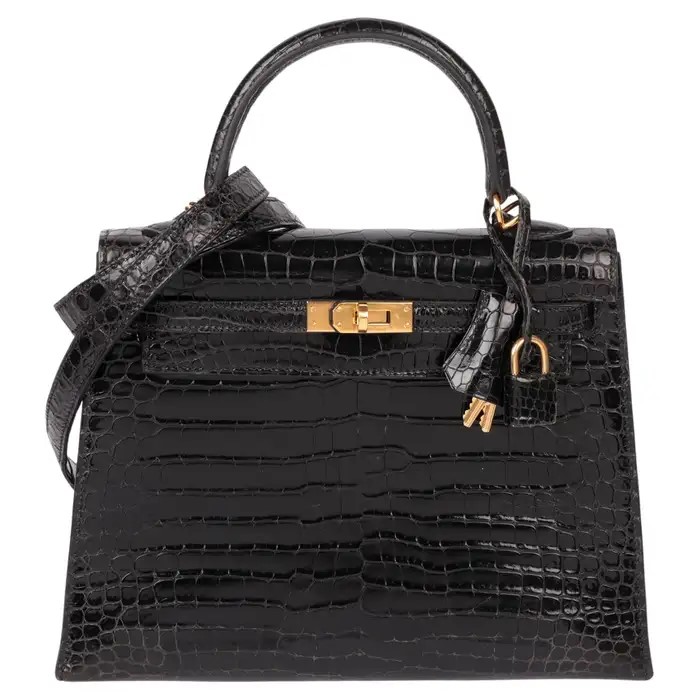 Hermès Kelly  25 Black 89 Porosus Crocodile Shiny 2021 Z